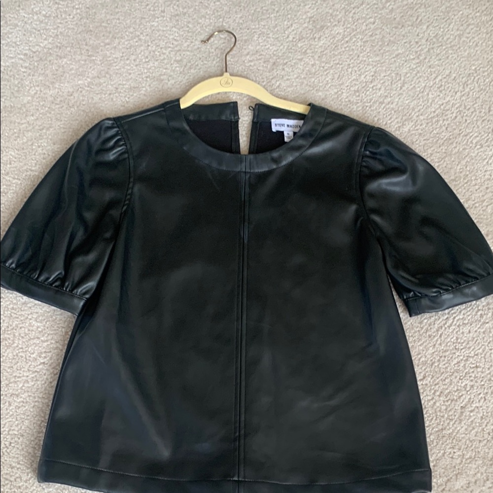 Black Faux Leather Top